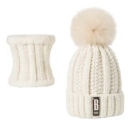 Gruba czapka zimowa ocieplana z kominem