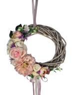 Wianek wiosenny na drzwi okno dekoracja wielkanocna wianek z kwiatów