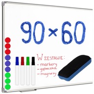 TABLICA SUCHOŚCIERALNA MAGNETYCZNA 90X60 BIAŁA NA ŚCIANĘ + GRATISY