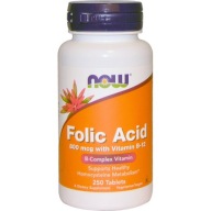 Now Foods Folic Acid Kwas Foliowy + Witamina B12 800 mcg Ciąża 250 tabletek