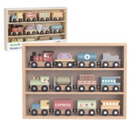 POCIĄG DREWNIANY WAGONIKI POJAZDY NA MAGNES CIUCHCIA KOLEJKA