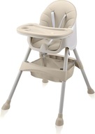 KRZESEŁKO DO KARMIENIA DLA DZIECKA REGULOWANE BEŻOWO-BIAŁE