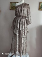 SHEILAY sukienka grochy falbany na jedno ramię 38