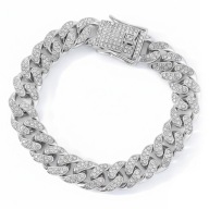 WYSADZANA CYRKONIAMI MĘSKA BRANSOLETKA BŁYSZCZĄCA PANCERKA W STYLU ICED OUT