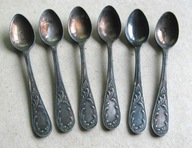 ROSJA : Małe ŁYŻECZKI do KAWA MOKKA sygn. KOLCZUGIN komplet 6 szt. PIĘKNE