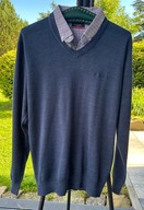 3 Sweter Pierre Cardin cienki ciemnoniebieski z kołnierzem rozmiar L