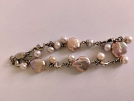 Srebrna bransoletka z naturalnymi perłami 925 próba