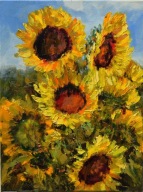 Słoneczniki" obraz olejny na płótnie 30x40cm , oryginał Garncarek Al,,,