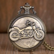 Zegarek kieszonkowy, busola na łańcuszku, sikor z dewizką - motor, motocykl