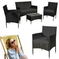 ZESTAW MEBLI OGRODOWYCH TECHNORATTAN KOMPLET DO OGRODU STÓŁ STOLIK KRZESŁA