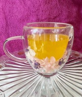 SZKLANKA KUBEK TERMICZNY 3D SUSZONE KWIATY PODWÓJNE DNO FILIŻANKA KWIATKI