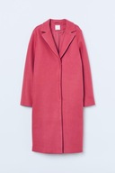 H & M płaszcz różowy pudełkowy długi fuksja trencz magenta klasyczny filc