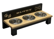 Stojak z trzema miskami dla małych ras psów York Pinczer Szpic + NADRUK