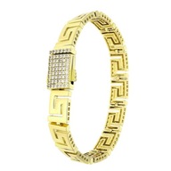 81358 BRANSOLETKA 14K POZŁACANA 20 CM 10 MM grecka z cyrkoniami