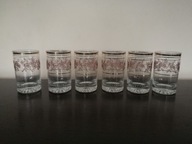 Szklanki złocone kwiaty vintage zestaw 6 sztuk PRL