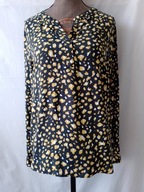 Bluzka czarna w w biało-żółte ciapki - 36/38