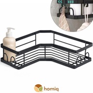 2x PÓŁKI NAROŻNE ŁAZIENKOWE 90° POD PRYSZNIC BEZ WIERCENIA CZARNE LOFT 9KG