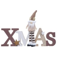 Drewniany Szyld Świąteczny Xmas z Gnomem Dekoracja na Półkę Kominek