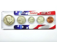 zestaw monet USA 1+5+10+25+50 centow w plastikowym holderze zestaw 6