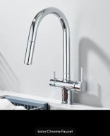 BATERIA KUCHENNA TRÓJDROŻNA elastyczny kran do filtra wody Rozin 3w1 chrom