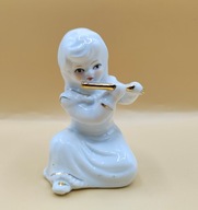 Vintage dziewczyna grająca na flecie biała porcela