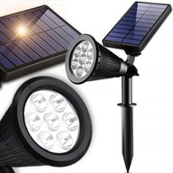 LAMPA SOLARNA LED WBIJANA OGRODOWA CZUJNIK ZMIERZCHU OGRODU REFLEKTOR 7 LED