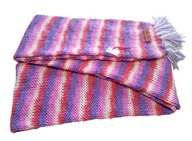 Miękki, kolorowy szalik w paski, z frędzlami, wegański, handmade