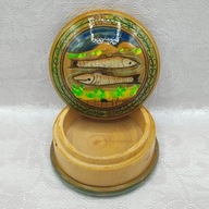 Ręczna praca DWIE RYBY drewniany ciekawy pojemnik