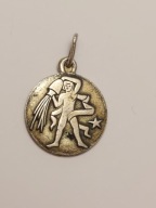 Srebrny stary wisiorek Rytosztuka znak zodiaku Wodnik