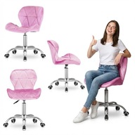 KRZESŁO OBROTOWE DO BIURKA DLA DZIECI TOALETKI WELUROWE RÓŻOWE LUGANO VASTO