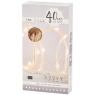 Lampki ciepłe białe światło LED JUTA do wnętrz 2m 40 lampek LED baterie AA