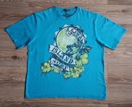 MĘSKA TURKUSOWA KOSZULKA T-SHIRT GEORGE KAWAI ISLAND SURF 100% BAWEŁNA XL