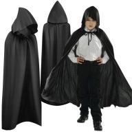PELERYNA NA HALLOWEN DLA DZIECKA CZARNA DŁUGA 140 CM WAMPIR GOTYK KOSTIUM