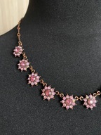 AVON vintage naszyjnik i kolczyki komplet różowe kwiatki z kryształkami