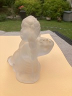 ŚWIECZNIK - SZKŁO MATOWE - SIEDZĄCY ANIOŁEK, CHERUBINEK - VINTAGE