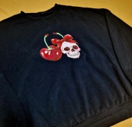 Bluza Oversize UNISEX – Haftowane WISIENKI CZASZKI Rock & Sweet – Czarna