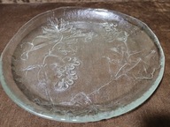 WALTHER GLAS WIELKA PATERA DUŻY PÓŁMISEK SZKŁO GRUBE DRZEWA 35 cm VINTAGE