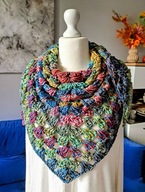 PRZEPIĘKNA MULTIKOLOROWA DUŻA CHUSTA SZAL NA SZYDEŁKU RĘKODZIEŁO_NA PREZENT