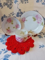 TRIO antyczna filiżanka Rosenthal ISOLDE różowe róże