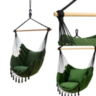 FOTEL WISZĄCY OGRODOWY KRZESŁO BRAZYLIJSKIE HAMAK DWIE PODUSZKI WYGODNY
