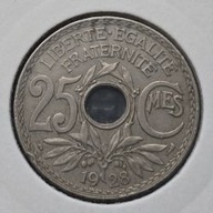 *FRANCJA [0127]*25 centymów 25 CMES 1928 Trzecia Republika Liście dębu