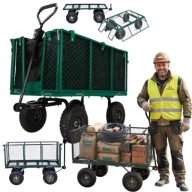 WÓZEK OGRODOWY 3 W 1 220L 350kg DUŻY SKŁADANY TRANSPORTOWY BUDOWLANY 4 KOŁA