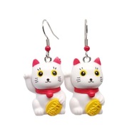 Kolczyki "Maneki Neko z tabliczką", duży