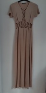 E Boohoo Maxi lejąca nude ciekawy dekolt zwiewna