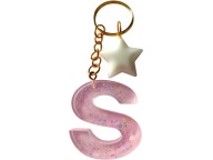BRELOK LITERA S ALFABET LITERKA OZDOBNY BRELOCZEK ŻYWICA RÓŻOWY HANDMADE