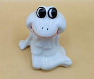 Porcelanowa biała Żaba - świetna - usiadła zalotnie :) żabcia żabka