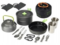 ZESTAW NACZYŃ TURYSTYCZNYCH 15 ELEMENTÓW OUTDOOR HIKING DLA HARCERZA W GÓRY