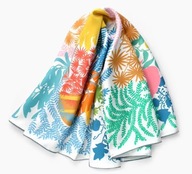 Apaszka damska FLEURS COLOREES 100% Pure Silk Czysty Jedwab Kolorowe kwiaty