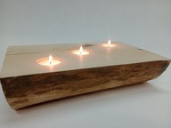 DREWNIANY ŚWIECZNIK Z PODGRZEAWCZAMI TEALIGHT S4 29 cm