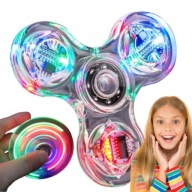 FIDGET SPINNER ŚWIECĄCY LED PRZEZROCZYSTY KOLOROWY PREMIUM DLA DZIECI GRA